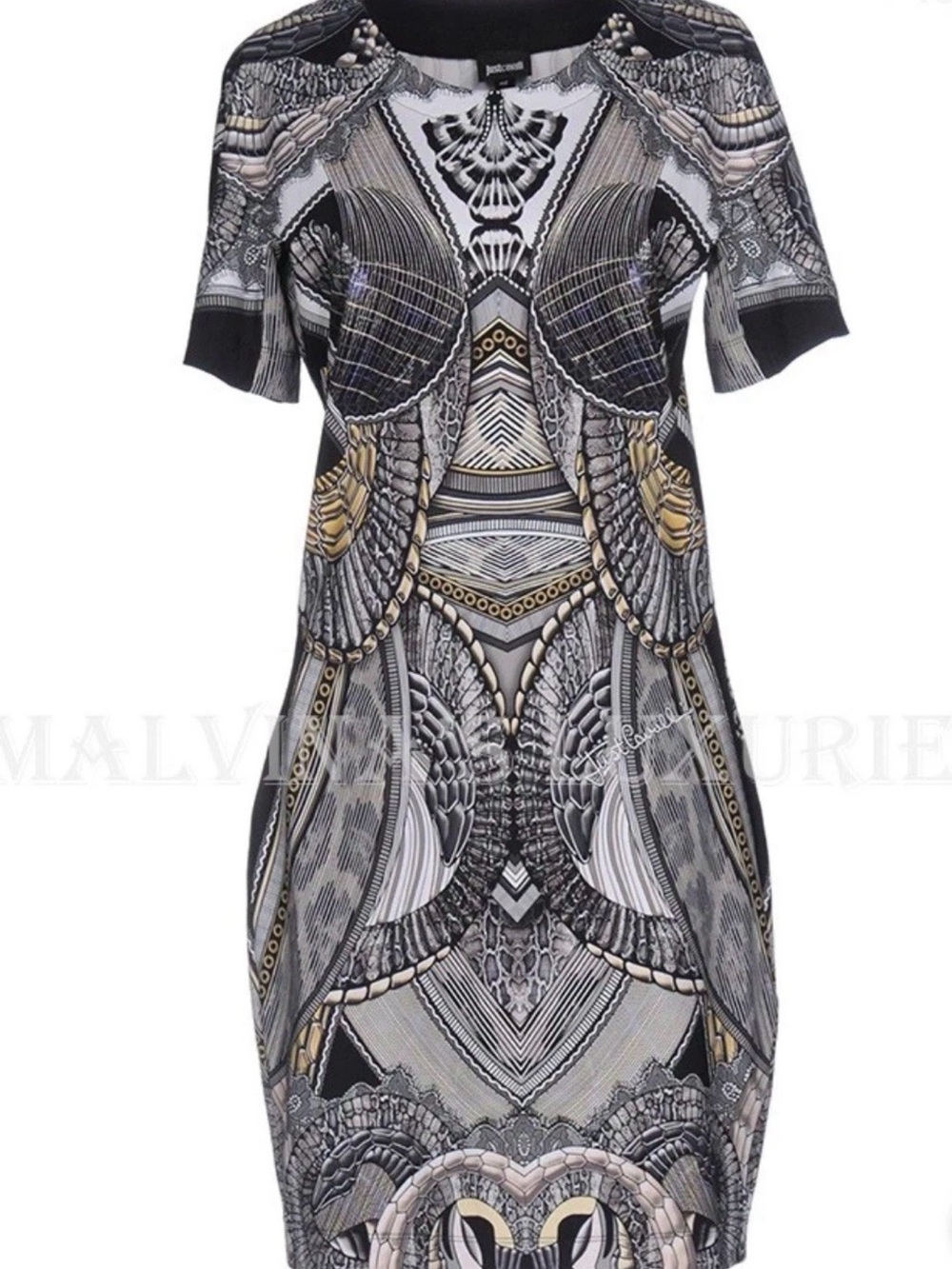 Italian JUST CAVALLI Women's Stylish Abstract Snake Bodycon Dress S Mint